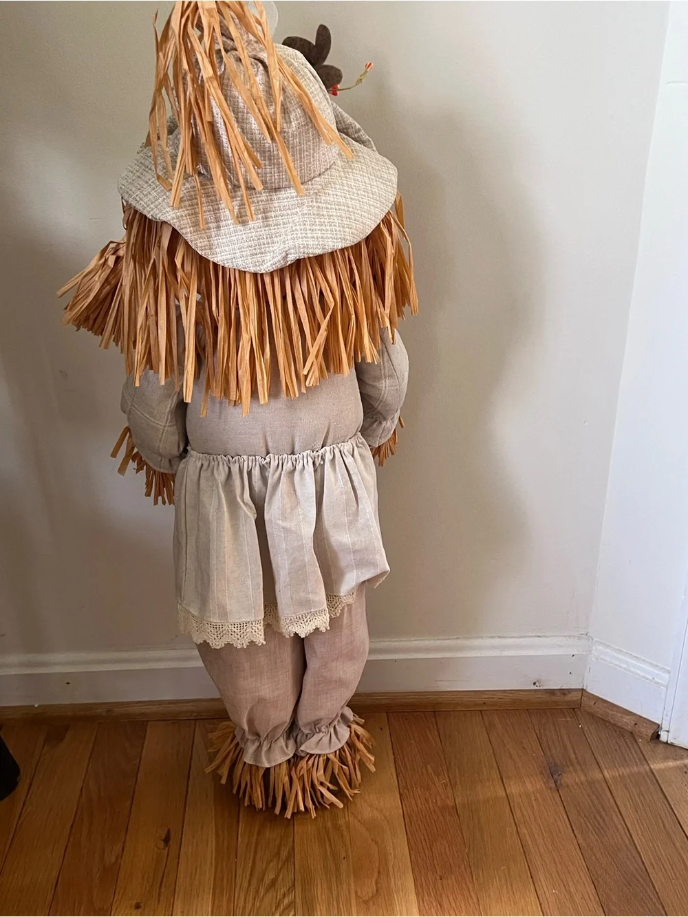 Fall Harvest Scarecrow girl Decor - Beige & Orange